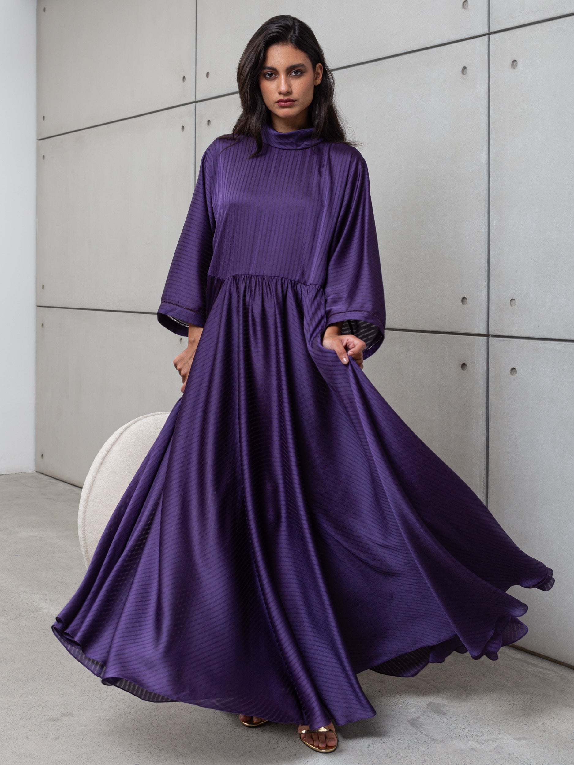 Loose Stripe Kaftan in Purple