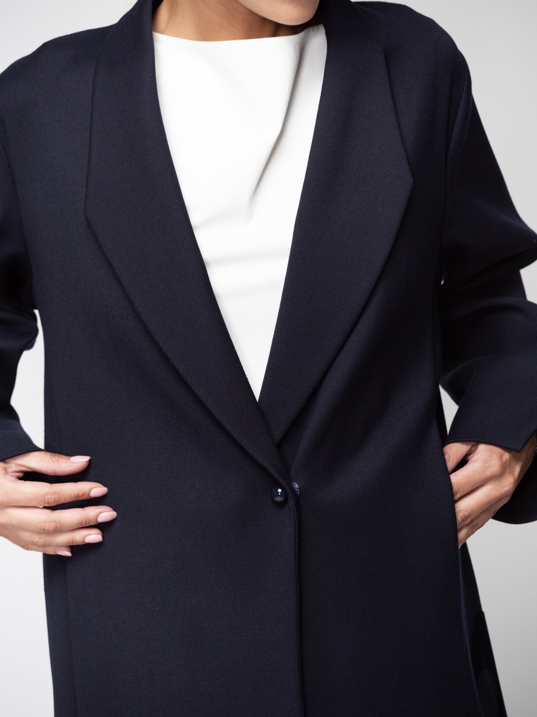 Winter Abaya in Navy with Velvet Birds in Flight RTW