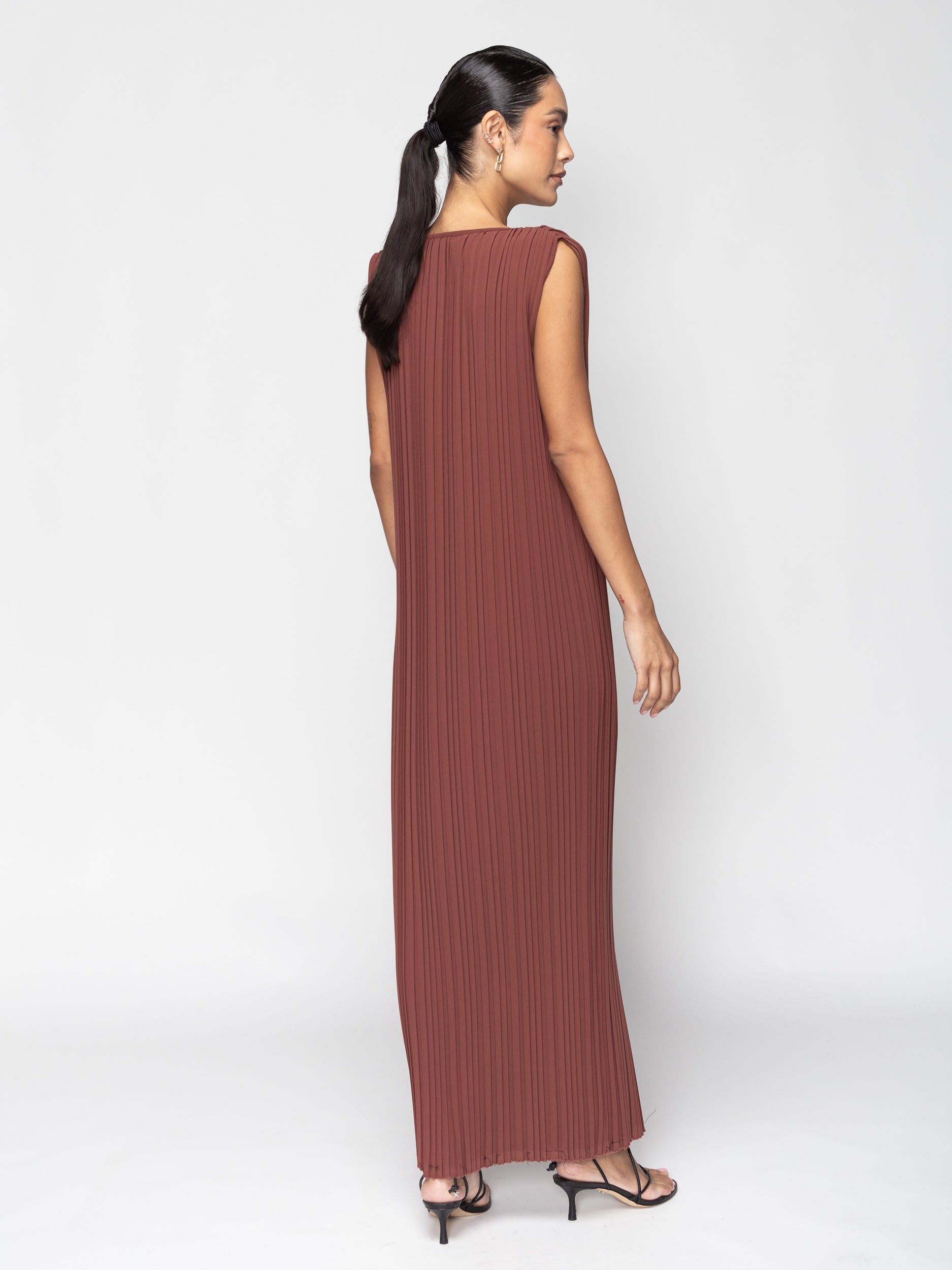 Pleated Dress in Sienna