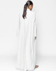 Loose Abaya in Textured White Crepe RTW