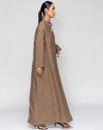 Linen Abaya in Metallic Brown