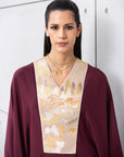 Luxury Silk Kaftan in Plum with Gold Embroidery