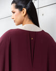 Luxury Silk Kaftan in Plum with Gold Embroidery
