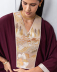 Luxury Silk Kaftan in Plum with Gold Embroidery