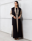 Set: Sand Loose Cut Abaya with Black Cardigan RTW