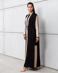 Set: Sand Loose Cut Abaya with Black Cardigan RTW