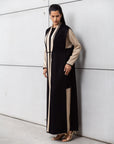Set: Sand Loose Cut Abaya with Black Cardigan RTW