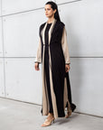 Set: Sand Loose Cut Abaya with Black Cardigan RTW
