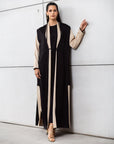 Set: Sand Loose Cut Abaya with Black Cardigan RTW