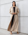 Set: Sand Loose Cut Abaya with Black Cardigan RTW