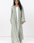Loose Cut Abaya in Square Pattern Linen  RTW