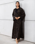 Side Tie Abaya in Golden Black