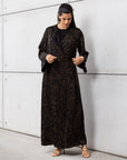 Side Tie Abaya in Golden Black