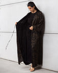 Side Tie Abaya in Golden Black