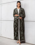 Structured Jacquard Abaya in Green with Detailing