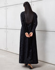 Double Button Palm Pattern Jacquard Abaya in Black RTW