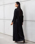 Double Button Palm Pattern Jacquard Abaya in Black RTW