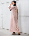Jacket Abaya in Pale Pink with Back Embroidery RTW