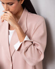 Jacket Abaya in Pale Pink with Back Embroidery RTW
