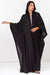 Jacquard Floral Flow Abaya in Black with Satin Details