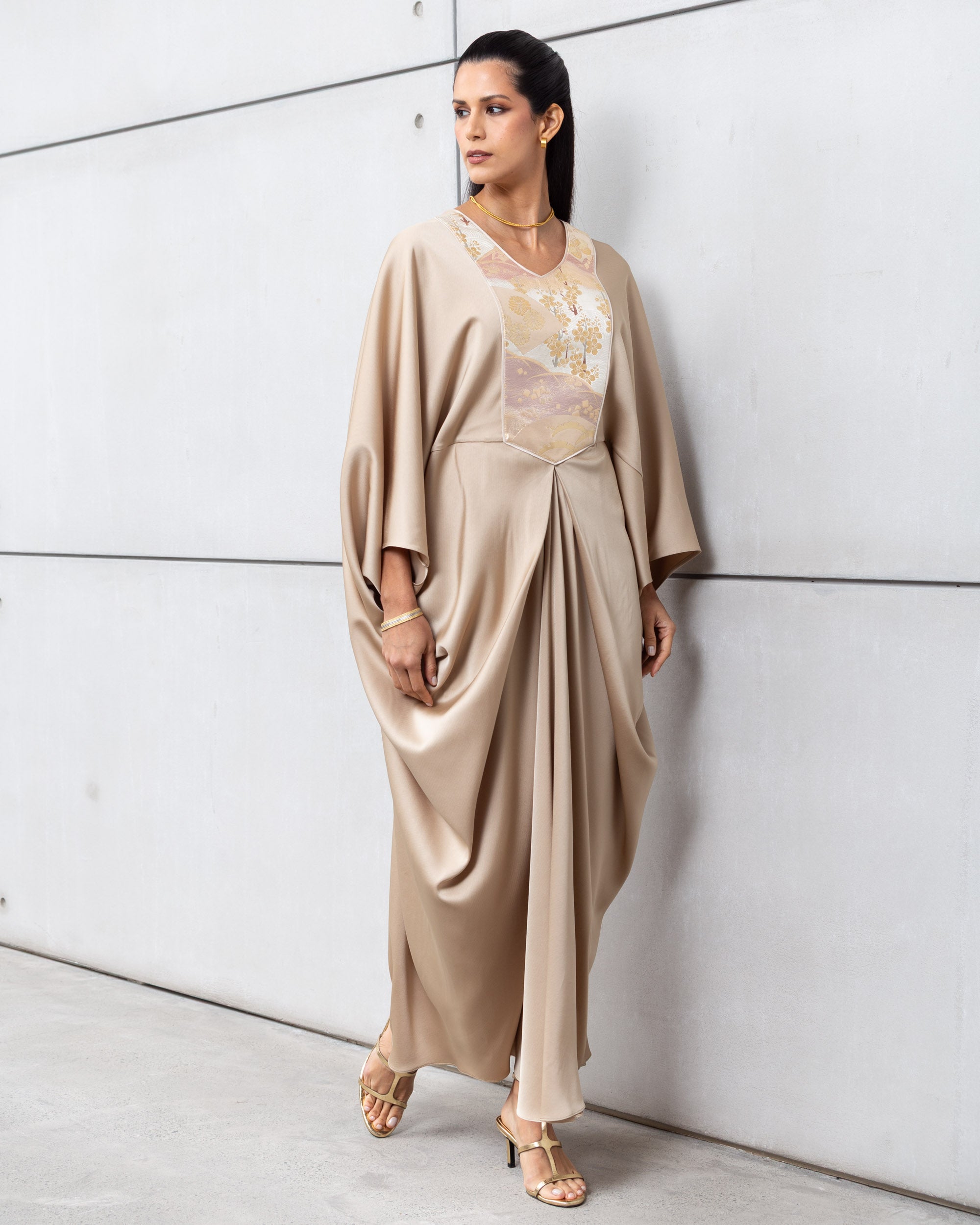 Butterfly Limited Kaftan in Gold with Embroidery