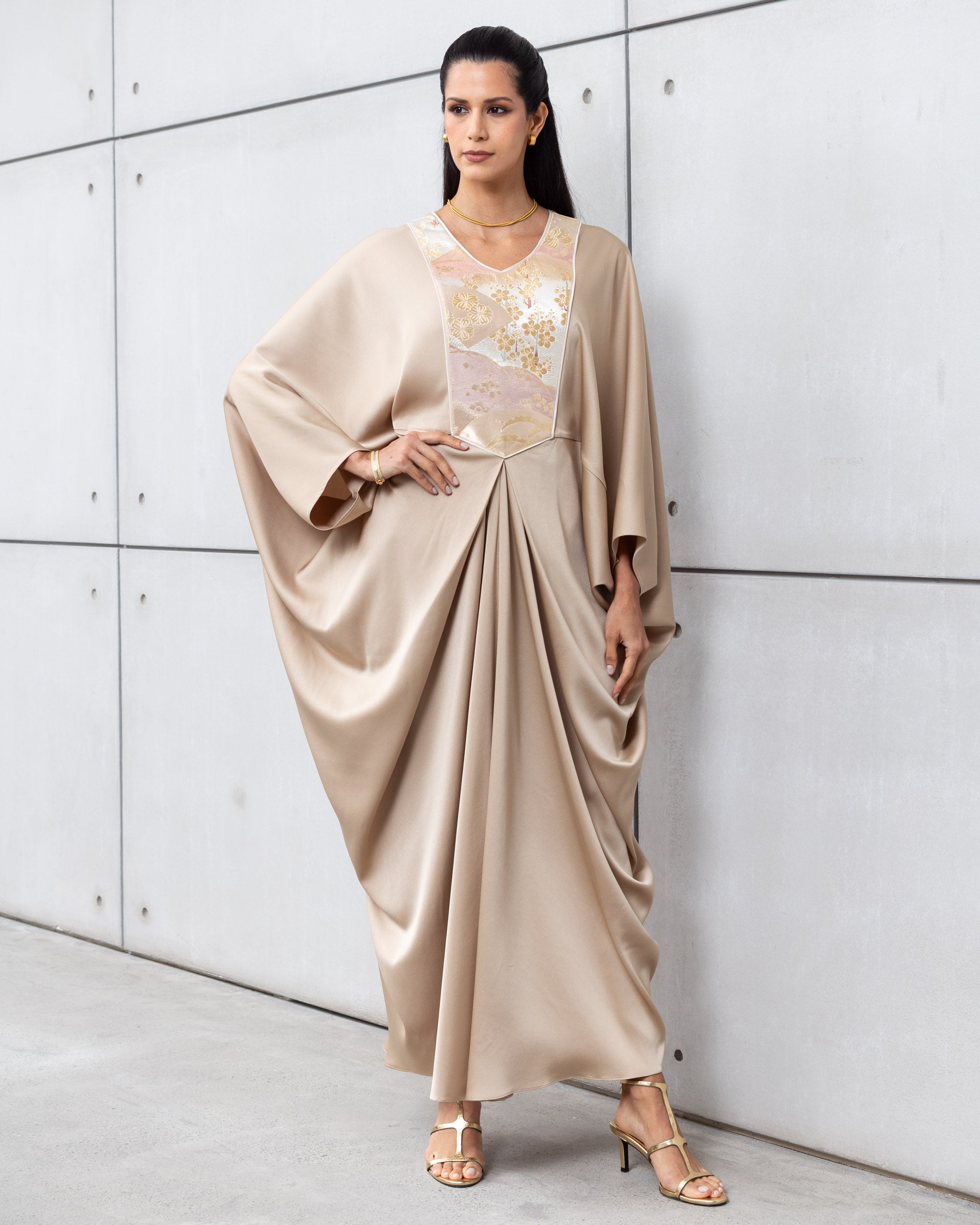 Butterfly Limited Kaftan in Gold with Embroidery
