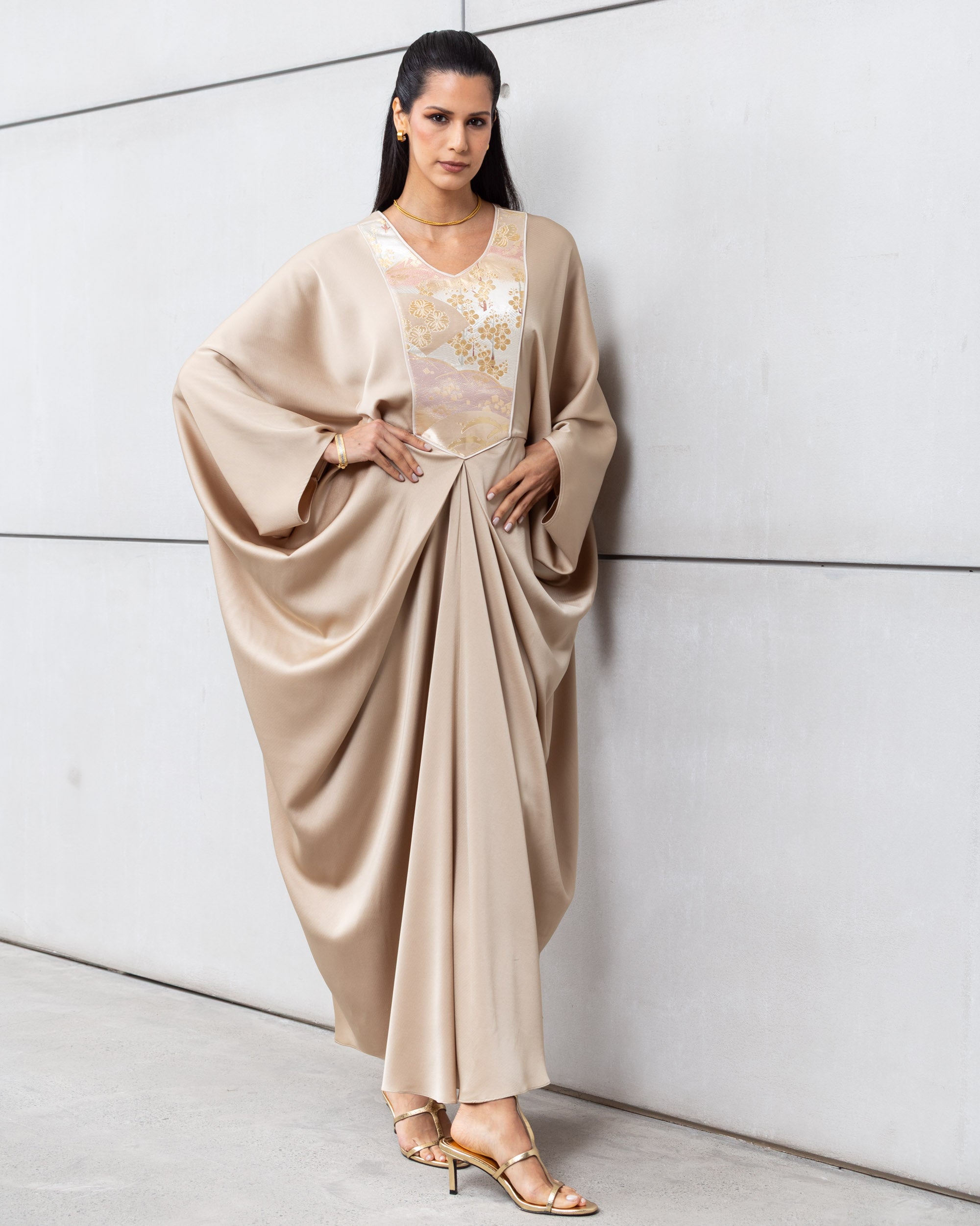 Butterfly Limited Kaftan in Gold with Embroidery