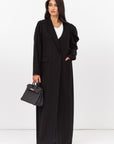 Suit Abaya with Draped Satin Sleeve in Black