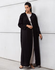 Satin Layer Abaya in Black