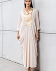 Luxury Limited Silk Kaftan in Beige with Embroidery