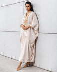 Luxury Limited Silk Kaftan in Beige with Embroidery