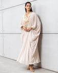 Luxury Limited Silk Kaftan in Beige with Embroidery