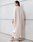 Luxury Limited Silk Kaftan in Beige with Embroidery