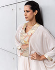Luxury Limited Silk Kaftan in Beige with Embroidery
