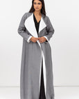 Loose Double Collar Linen Abaya in Grey