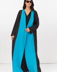 Two Tone Abaya in Turquoise and Textured Black