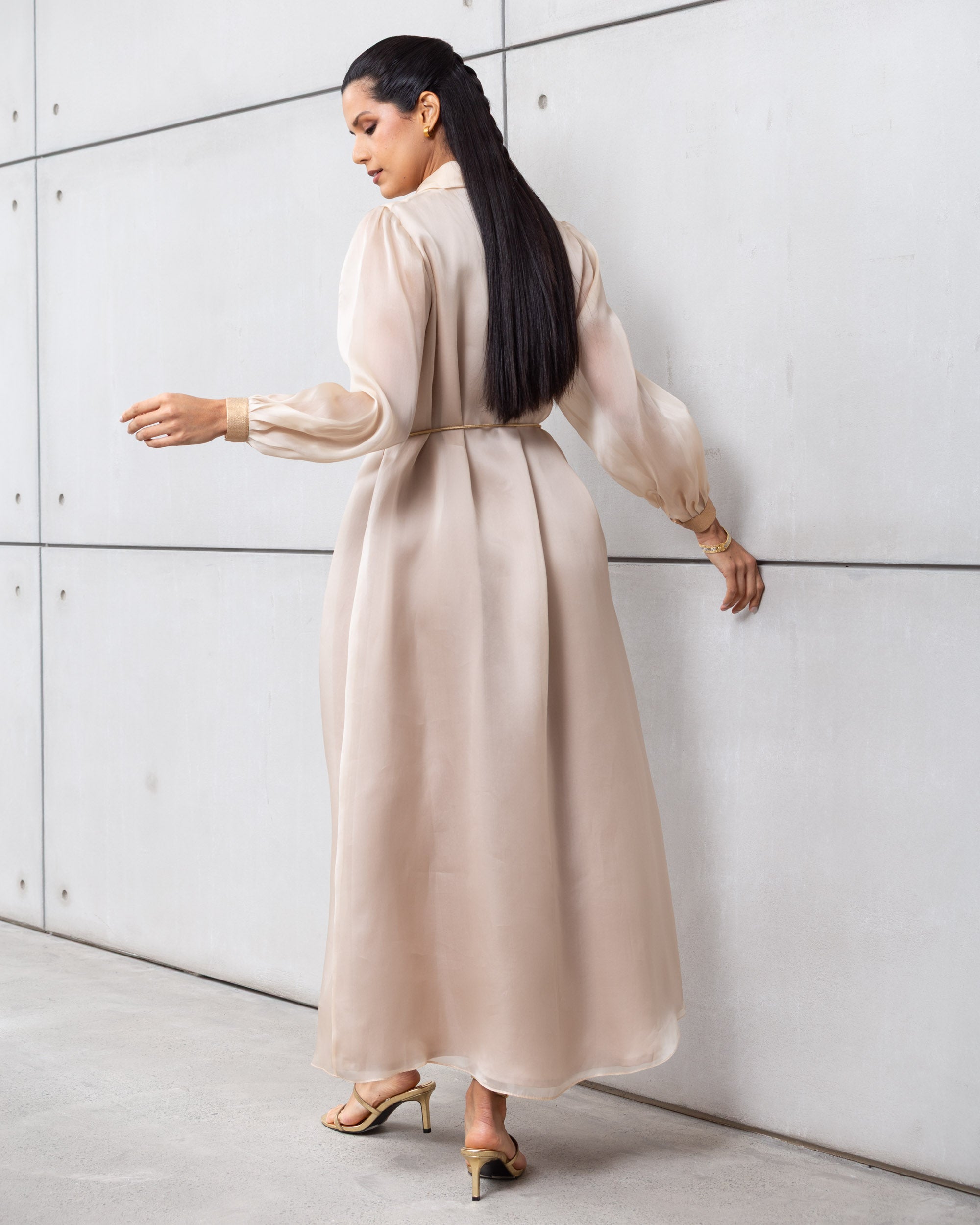 Luxury Limited Silk Organza in Champagne with Embroidery RTW