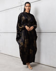 Golden Brush Kaftan in Deep Noir