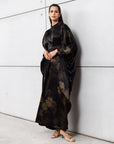 Golden Brush Kaftan in Deep Noir