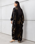 Golden Brush Kaftan in Deep Noir