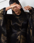 Golden Brush Kaftan in Deep Noir