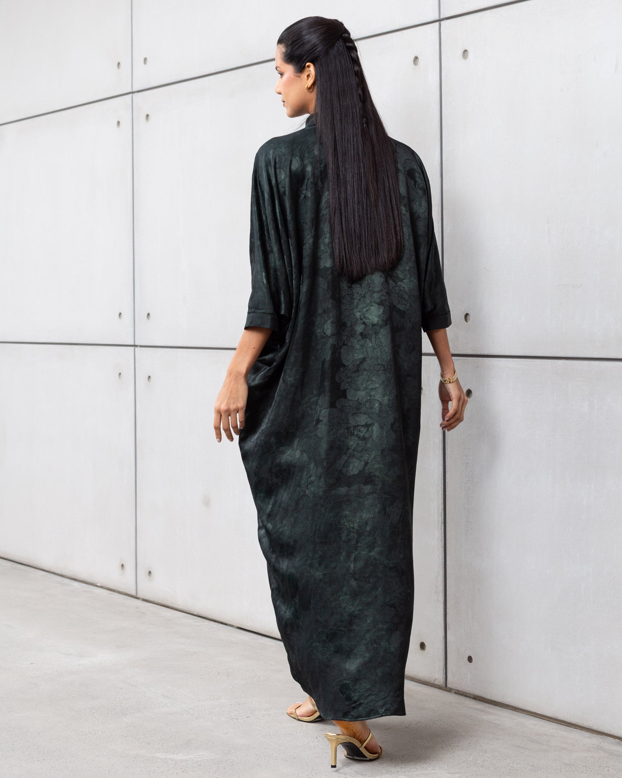 V Kaftan in Emerald Green