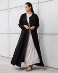 Satin Layer Abaya in Black