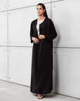 Satin Layer Abaya in Black