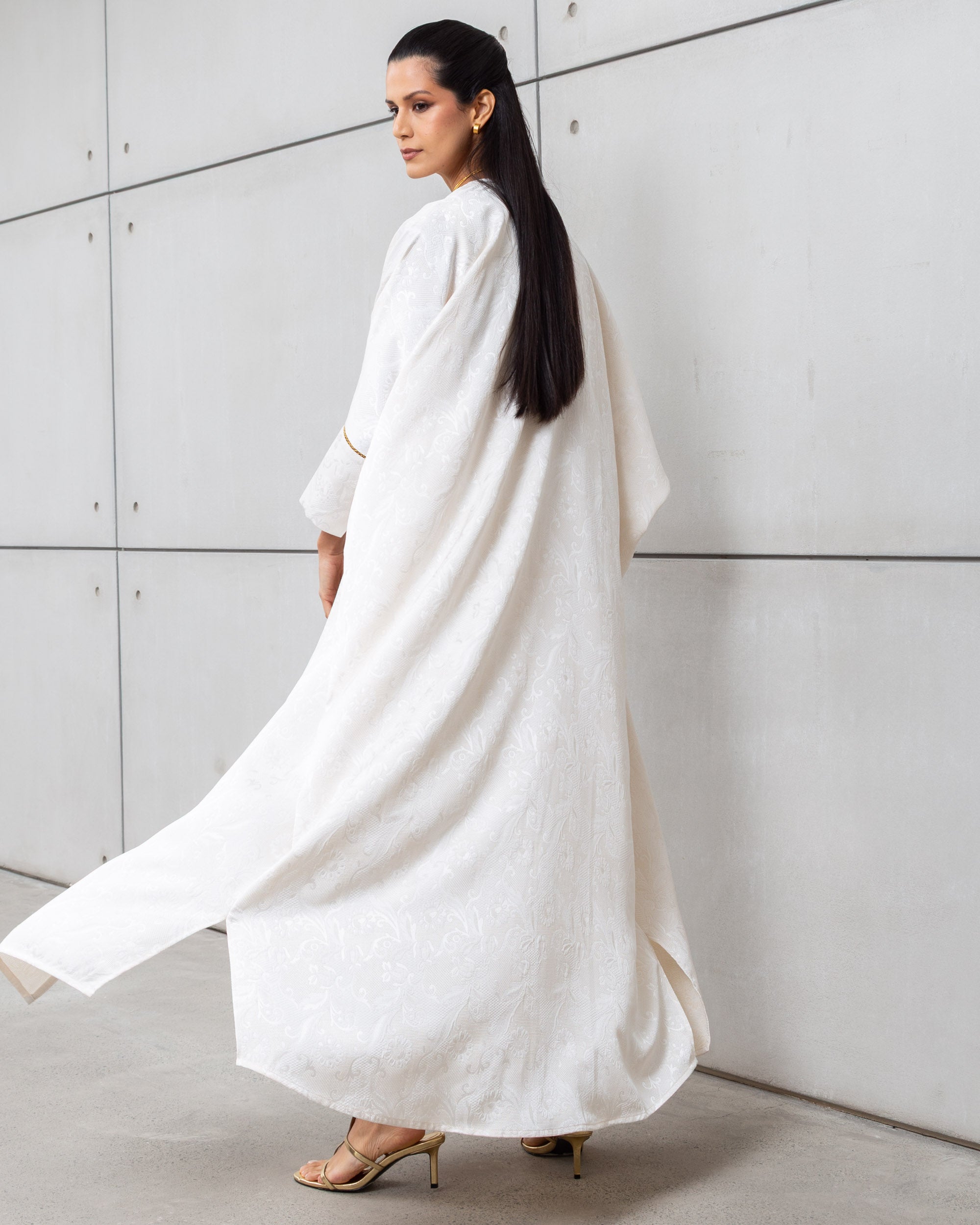 Double Layer Abaya Set in Ivory