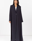 Loose Cut Pleated Abaya in Navy Blue RTW