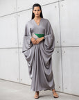 Butterfly Limited Kaftan in Silver with Green