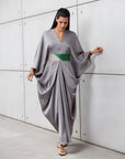 Butterfly Limited Kaftan in Silver with Green