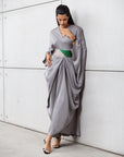 Butterfly Limited Kaftan in Silver with Green