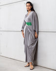 Butterfly Limited Kaftan in Silver with Green